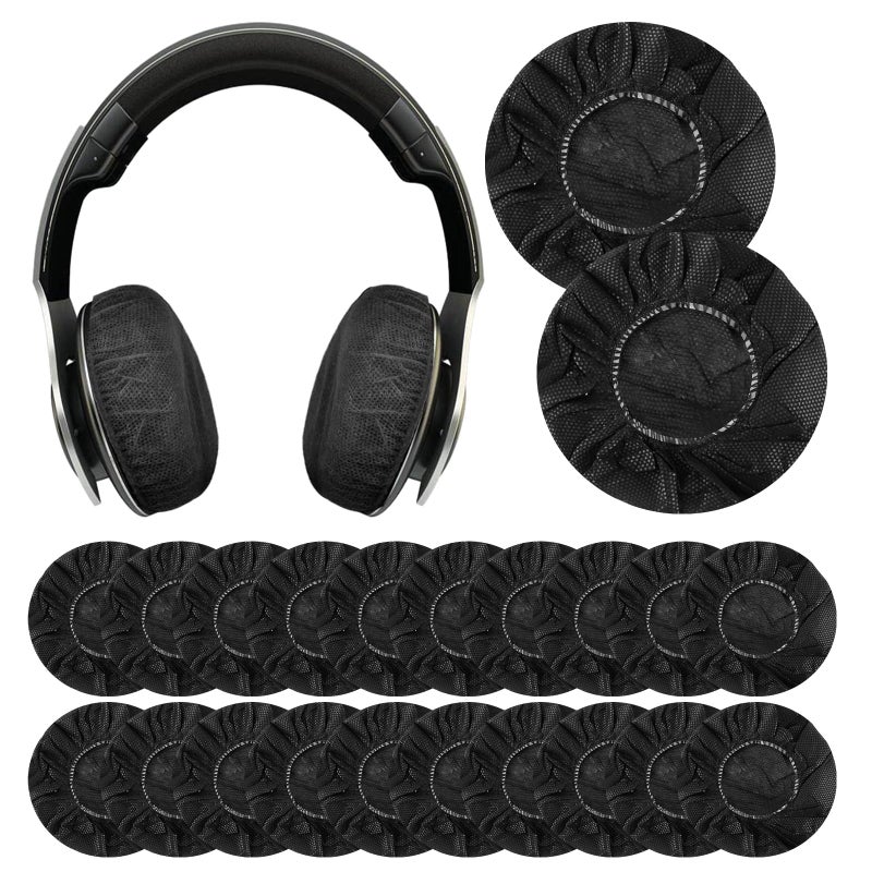Tvoip 100Pcs Black Non-Woven Sanitary Headphone Ear Cover, Disposable Super Stretch Covers Washable, for Most On Ear Headphones Earpads (13 cm/ 5.12 Inch) - Image 1